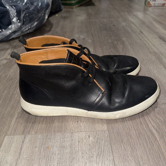 Mens 10 M Cole Hahn Grandpro Black Leather Lace Up Sport Chukka Boots C24789 Mid - Picture 1 of 7